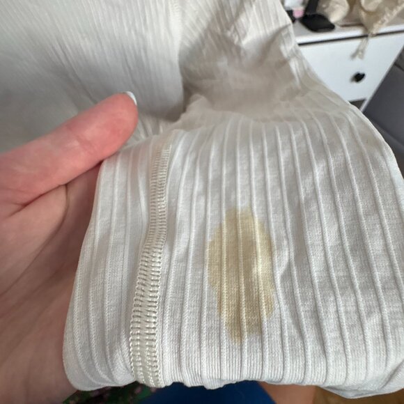 Lululemon Ebb Cropped Long Sleeve Shirt Beige Ribbed Knit Round Neck Sz 6 - Picture 5 of 7